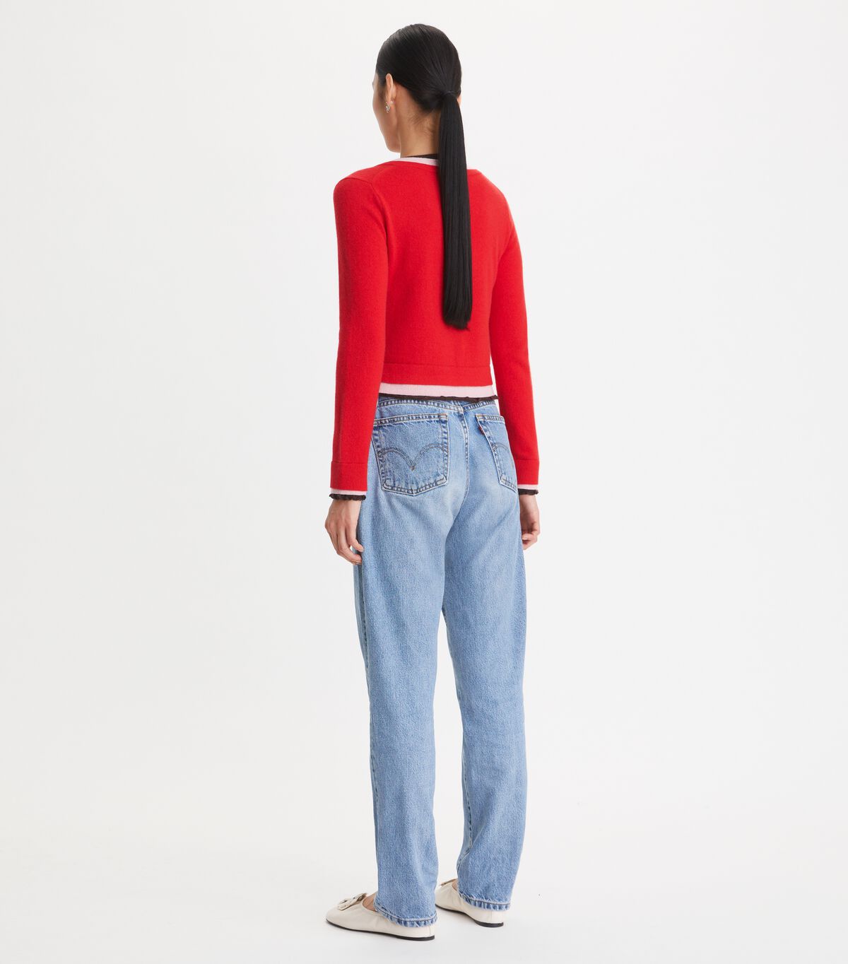 Tory Burch Red / Purple Triple Layer Cashmere Cardigan