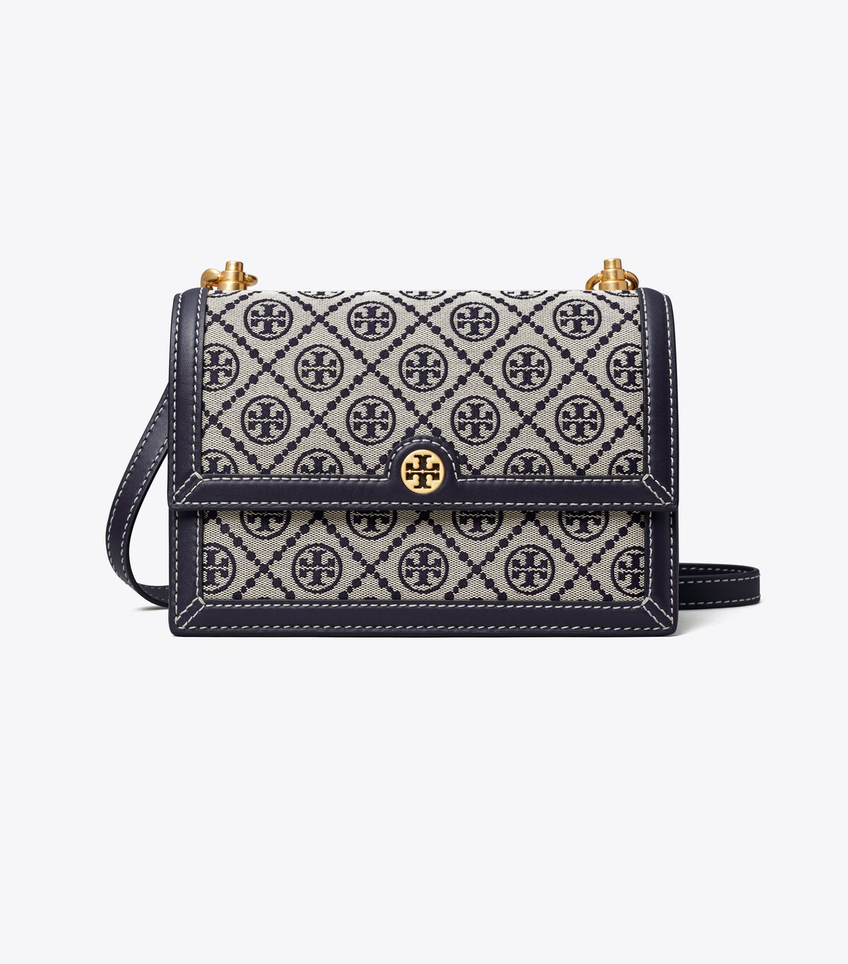 Tory Burch Navy Small T Monogram Shoulder Bags