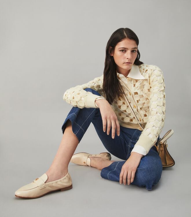 Tory Burch Cream Eleanor Loafers