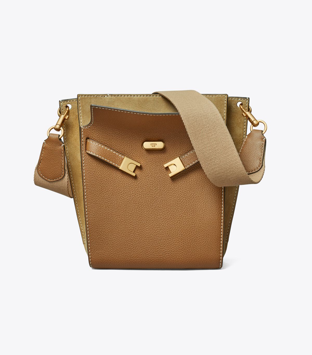 Tory Burch Brown Lee Radziwill Pebbled Double Bucket Bags