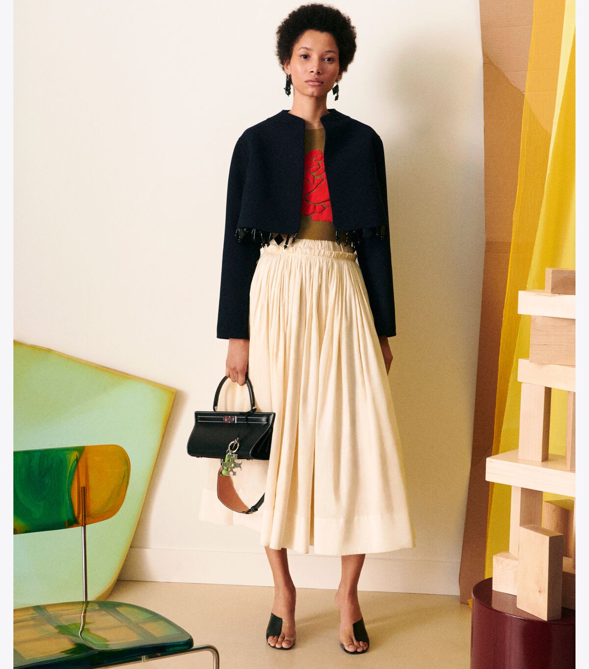 Tory Burch White Ruched Waist Skirts