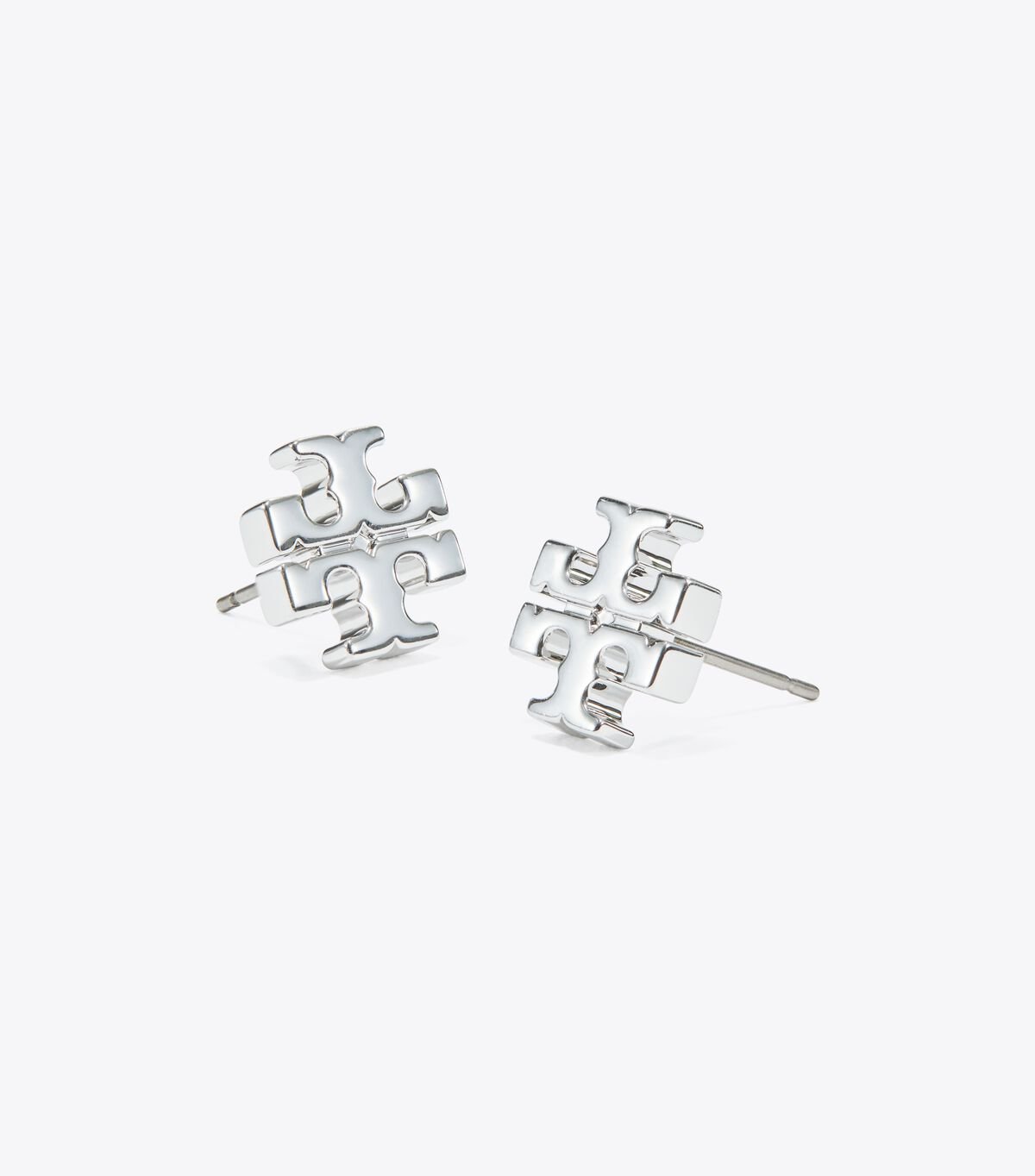Tory Burch Silver / Purple Resin Logo Double-stud Earrings