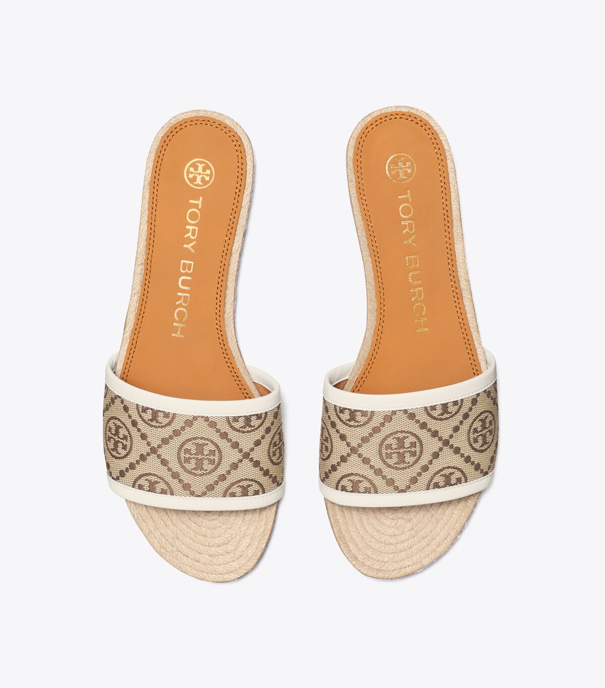Tory Burch Brown / White T Monogram Espadrille