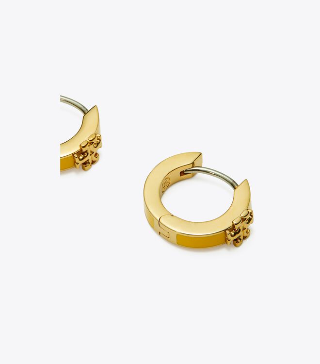 Tory Burch Gold / Yellow Kira Enamel Huggie Earrings