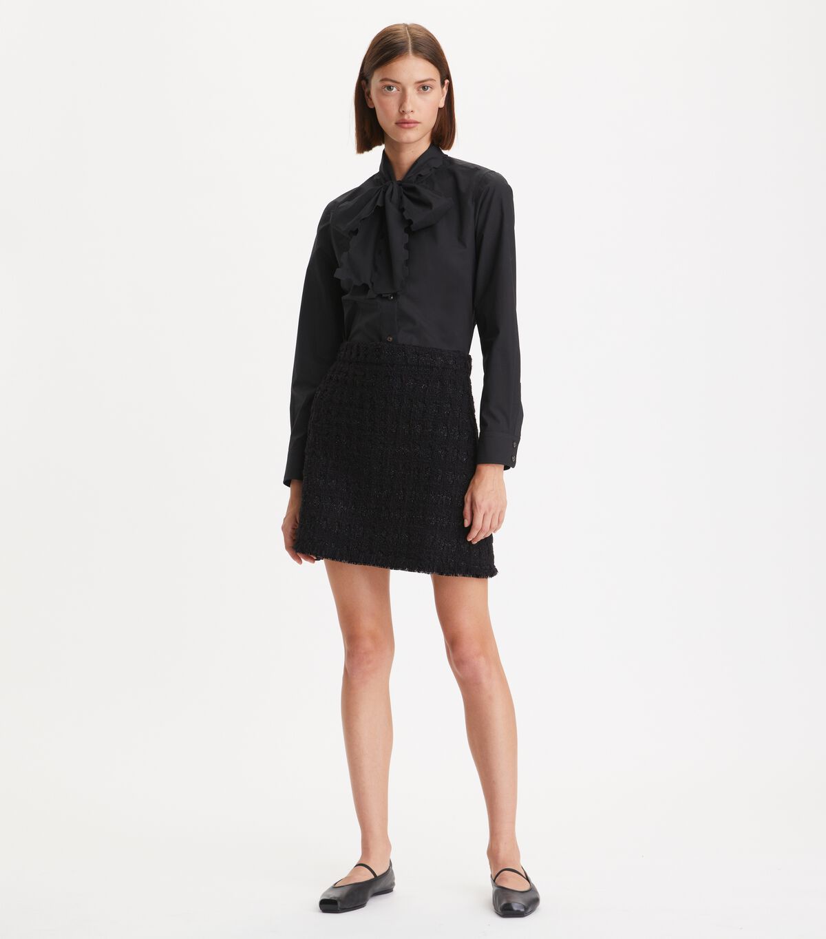 Tory Burch Black Scalloped Poplin Blouse