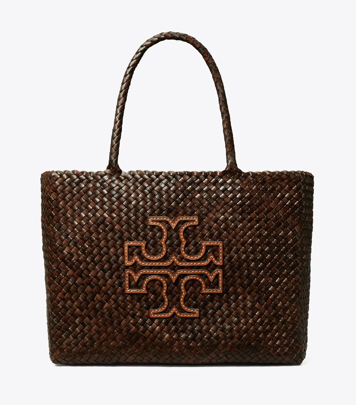 Tory Burch Chocolate Mcgraw Dragon Woven Tote Bags
