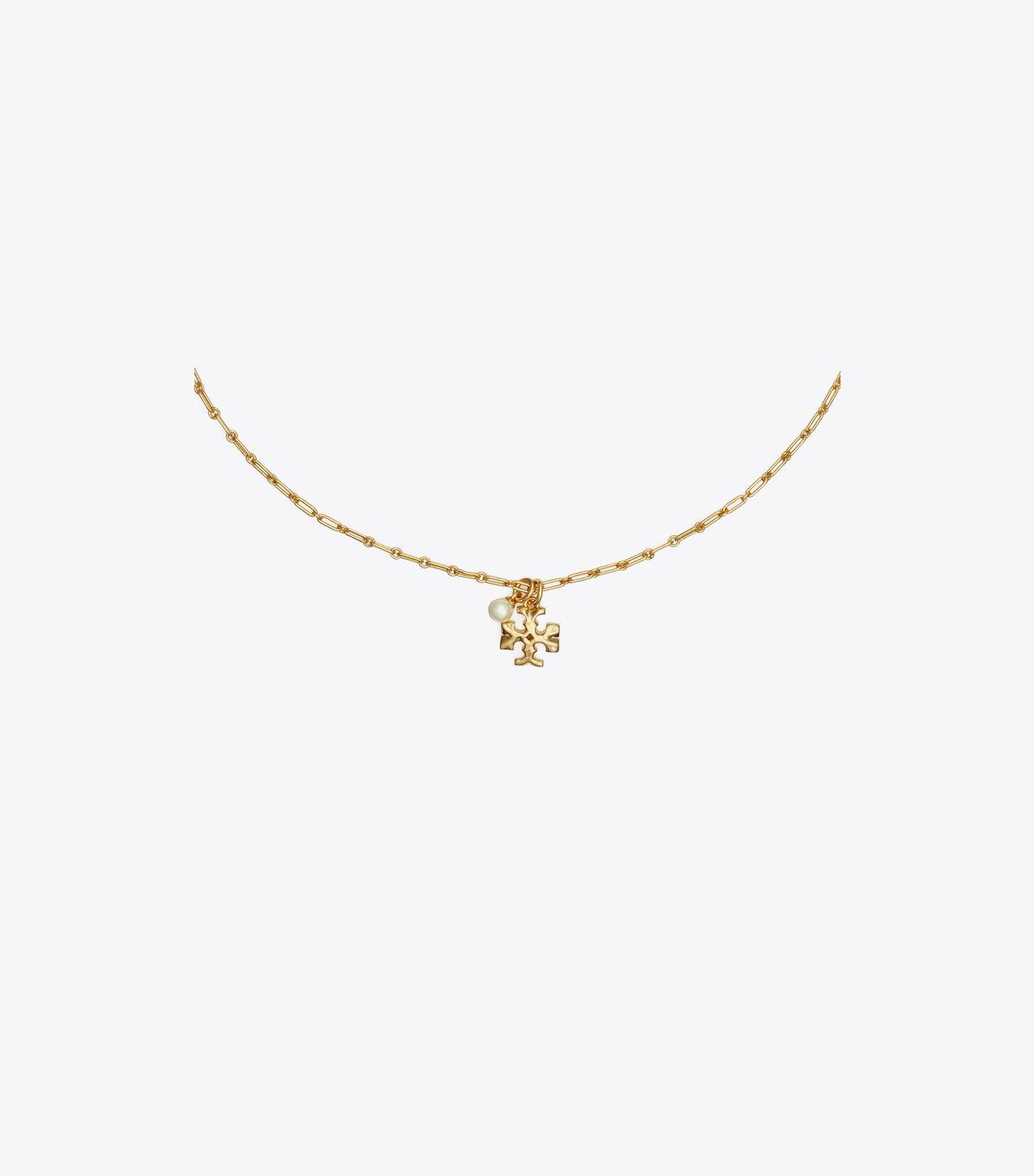 Tory Burch Gold / Cream Thin Roxanne Pendant Necklace
