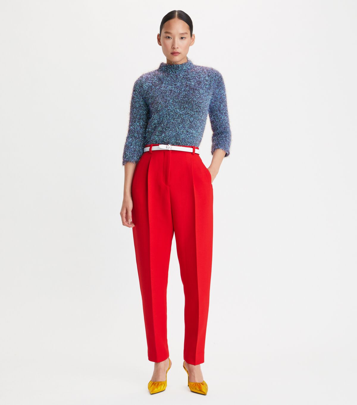 Tory Burch Red Double-faced Wool Pants