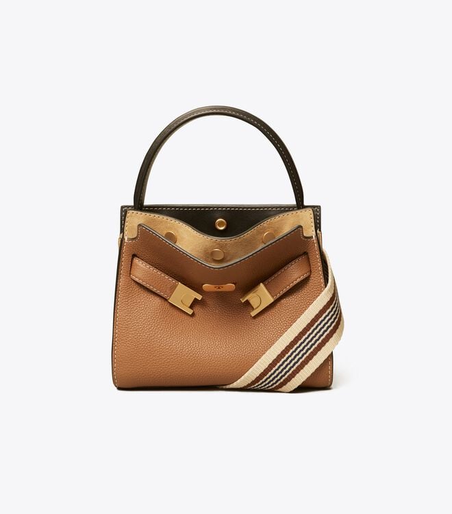 Tory Burch Brown Petite Lee Radziwill Pebbled Mini Bag