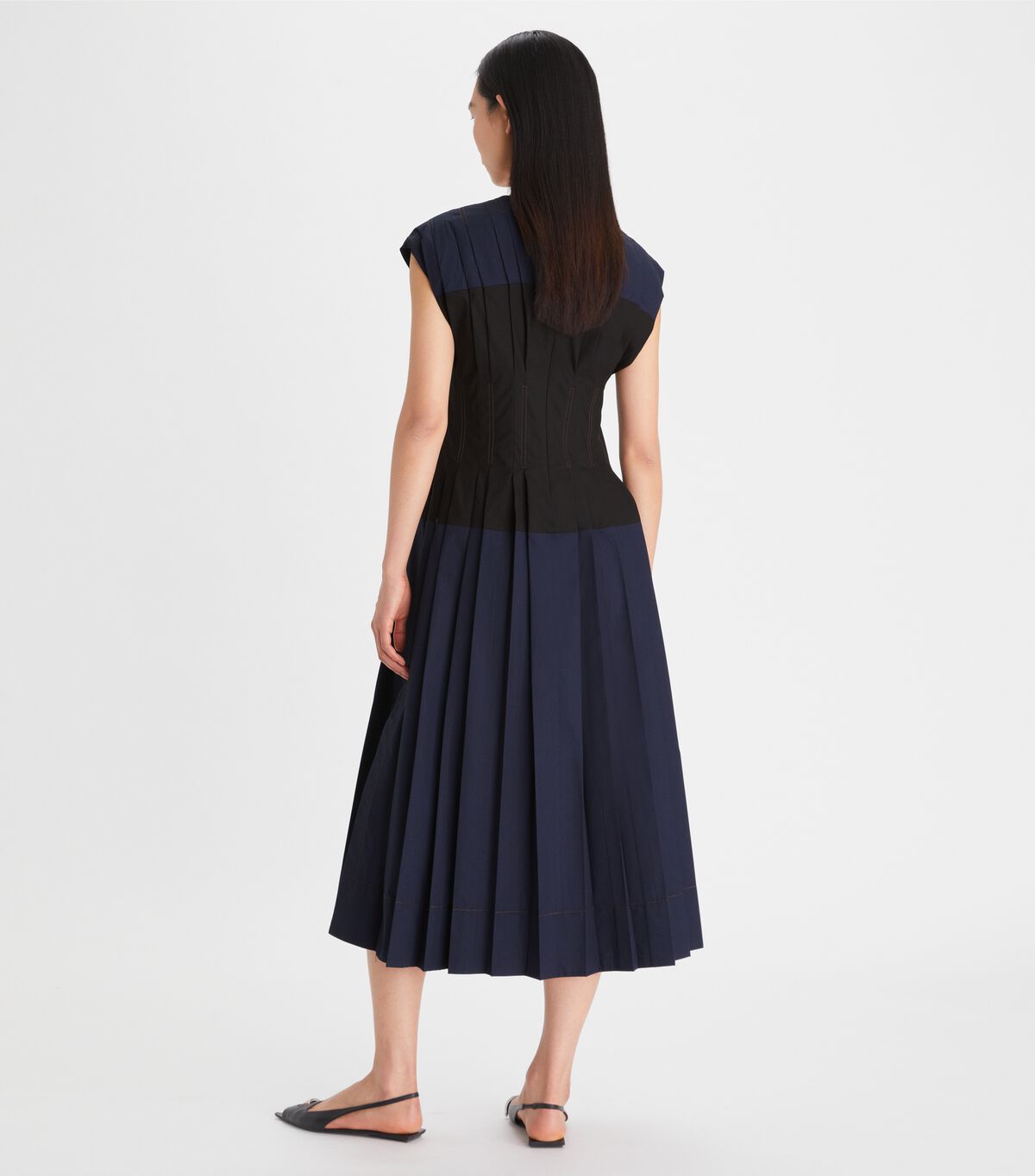 Tory Burch Navy Cotton Poplin Claire Mccardell Dress