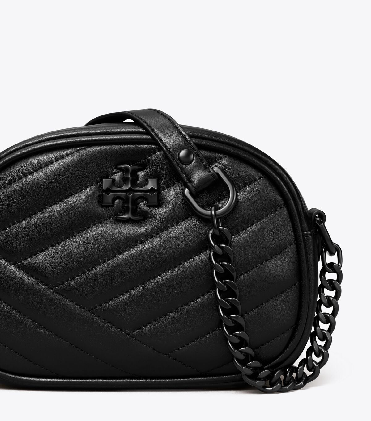 Tory Burch Black / Silver Small Kira Chevron Mini Bag