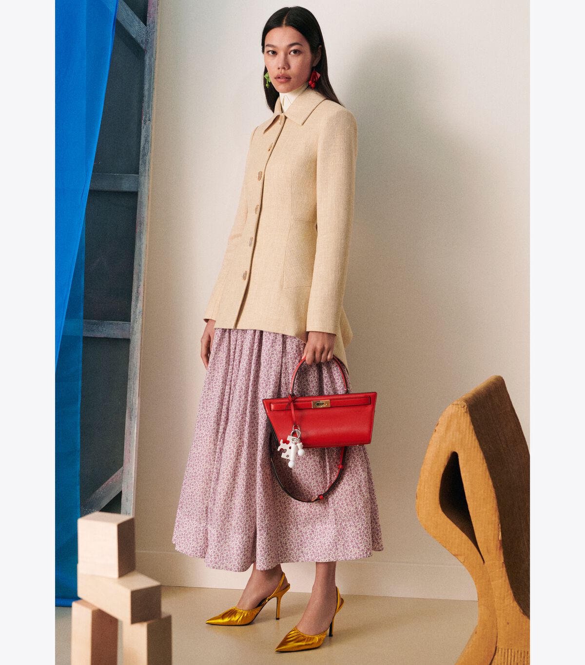 Tory Burch Red Grey Lee Radziwill Satchel Bags