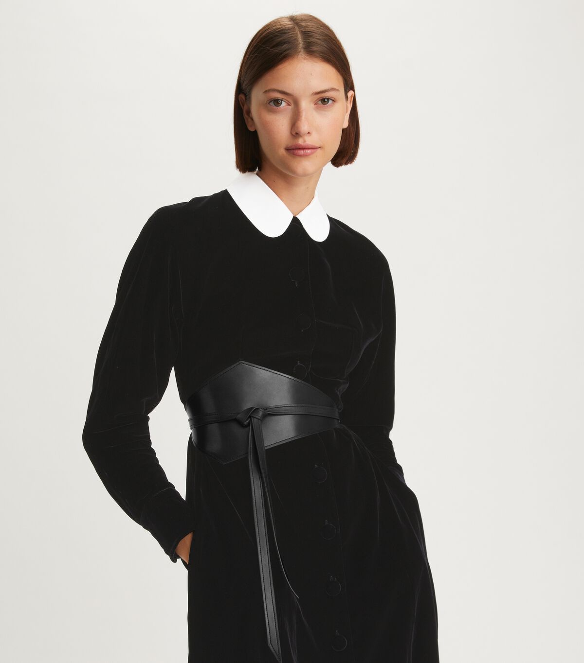 Tory Burch Black Round Collar Velvet Dress