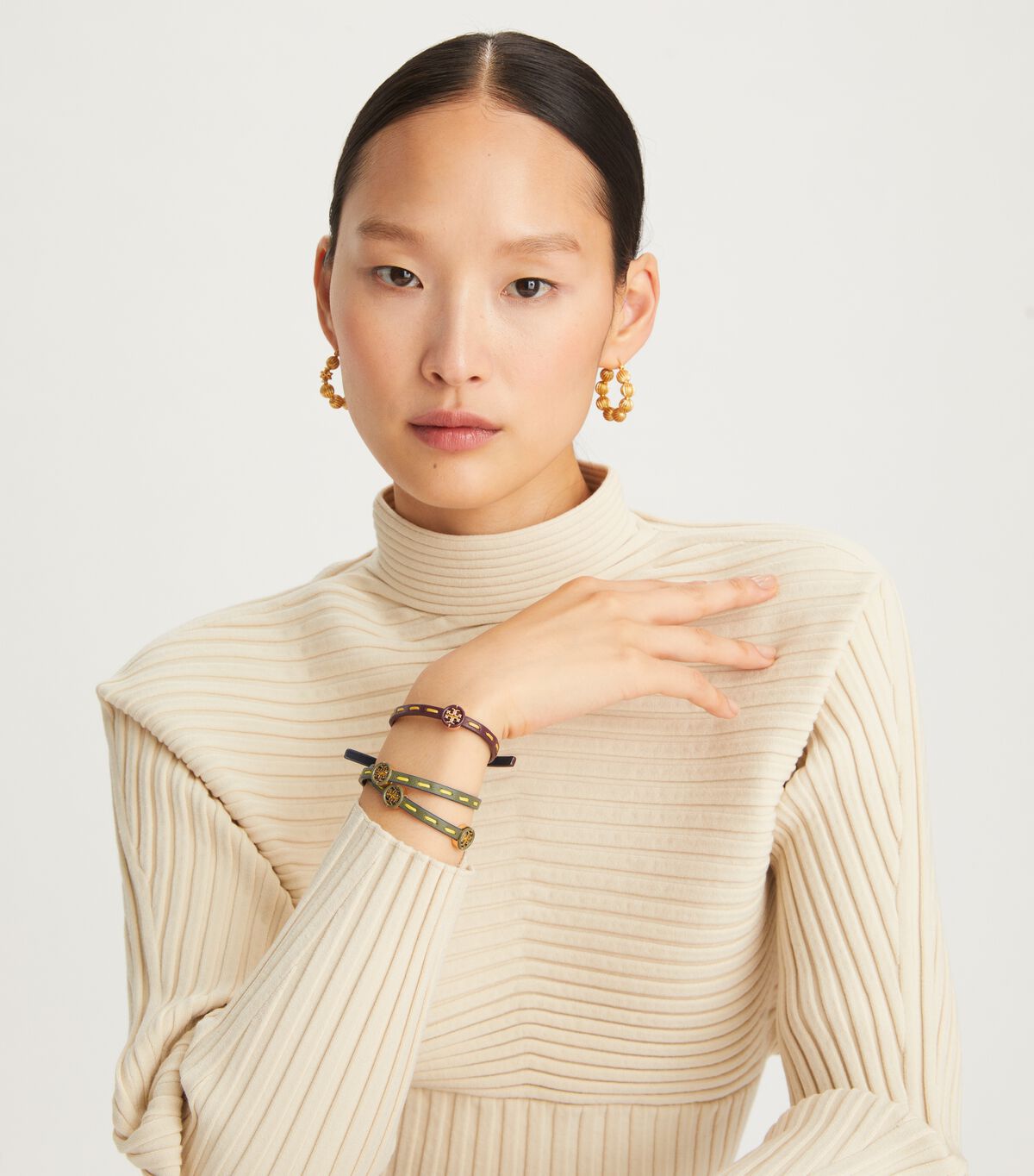 Tory Burch Gold / Royal Navy Miller Leather Bracelet