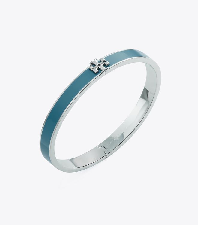 Tory Burch Silver / Blue Kira Enamel 7mm Bracelet