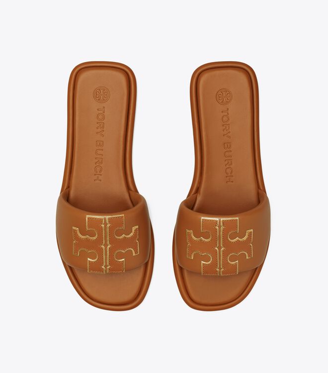 Tory Burch Brown / Gold Double T Sandals