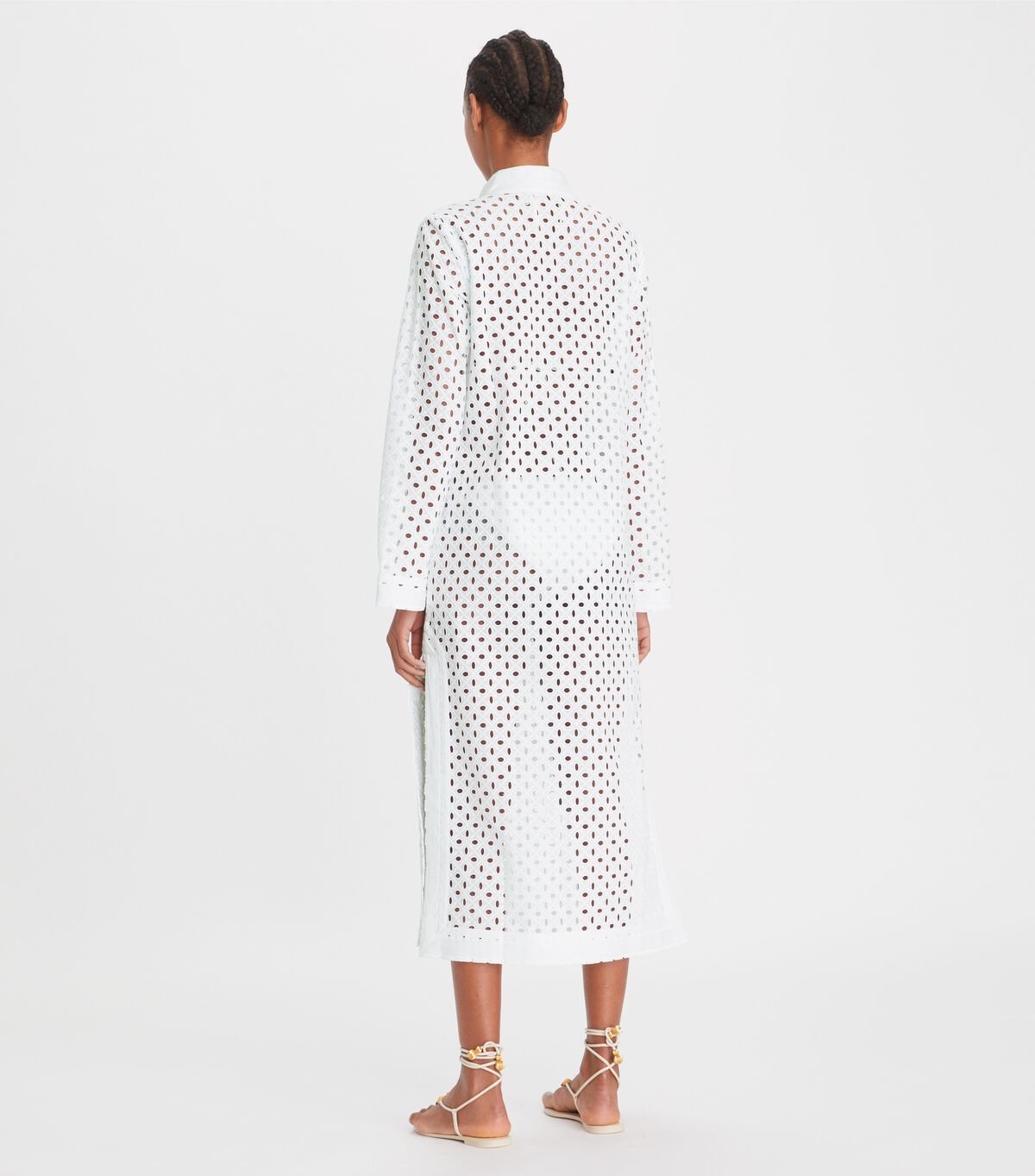 Tory Burch White Eyelet Mid-length Bikini Tops