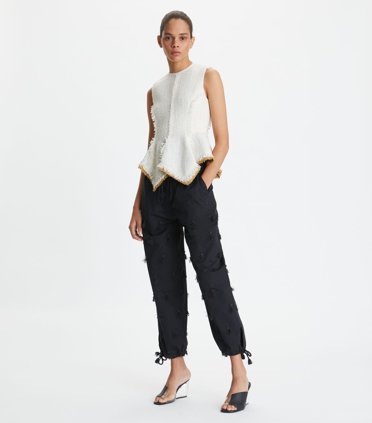 Tory Burch Black Poplin Drawstring Pants