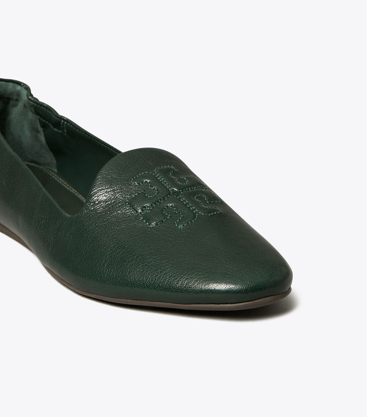 Tory Burch Dark Green Smoking Slippers