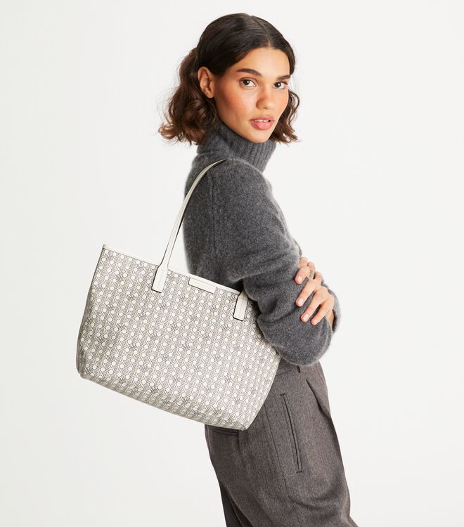 Tory Burch White Small Ever-ready Zip Tote Bags