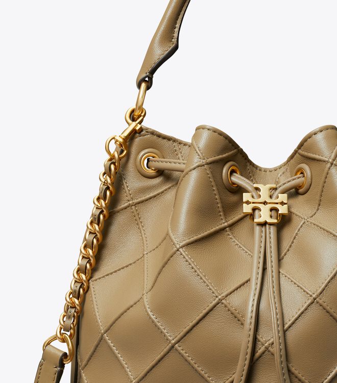 Tory Burch Grey Large Fleming Soft Bucket Bags