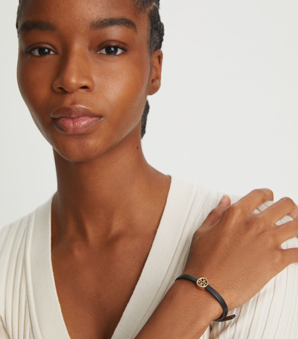 Tory Burch Gold / Black Miller Leather Bracelet