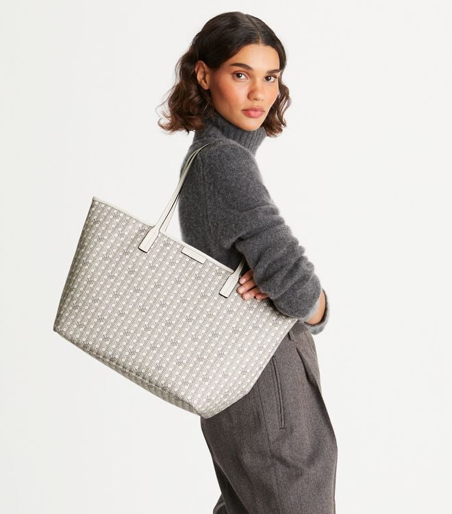 Tory Burch White Ever-ready Zip Tote Bags