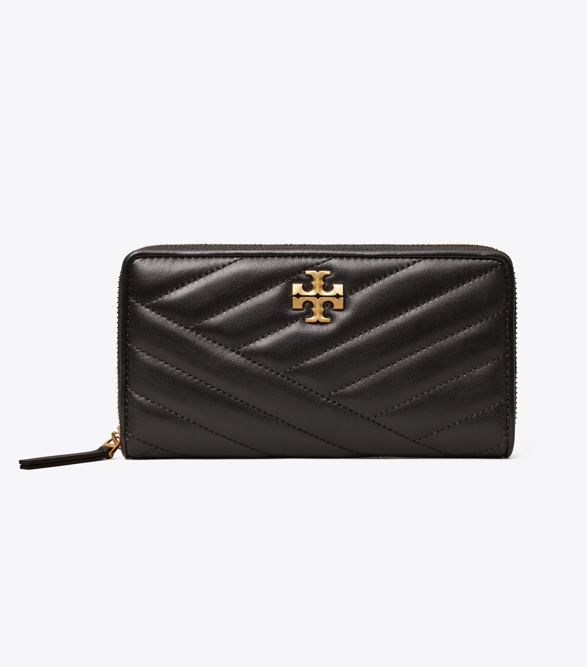 Tory Burch Black Kira Chevron Zip Wallets