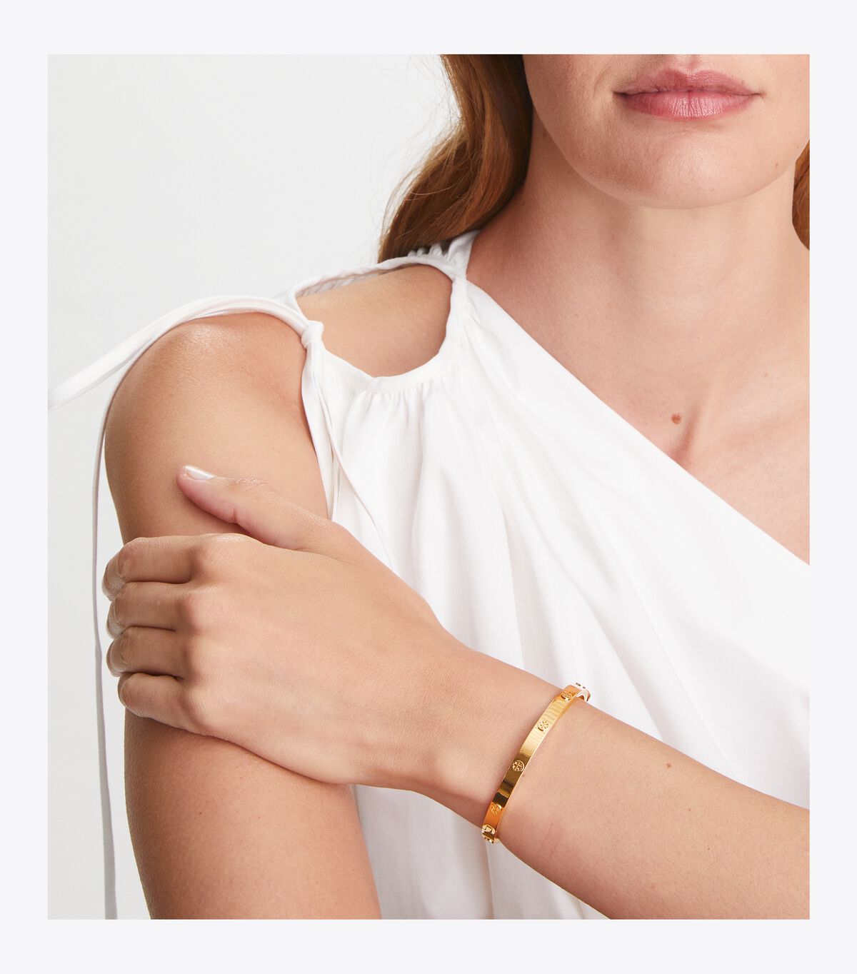 Tory Burch Silver / Gold Miller Stud Hinge 5mm Bracelet