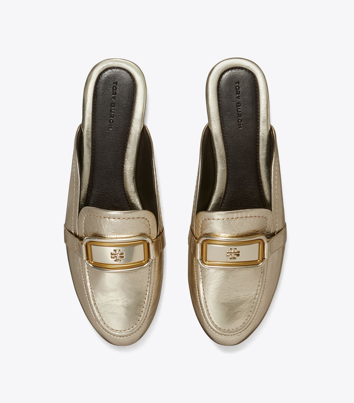 Tory Burch Gold Georgia Backless Loafers