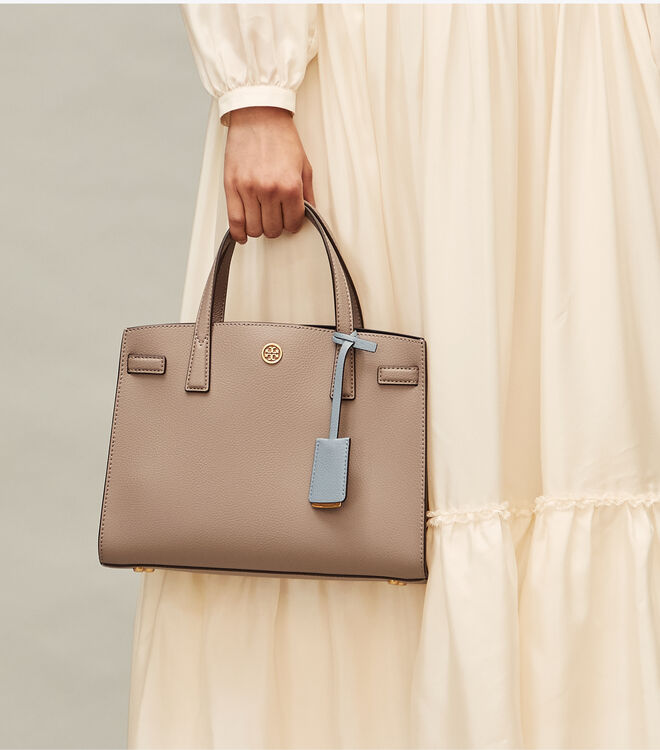 Tory Burch Grey Small Walker Tote Bags