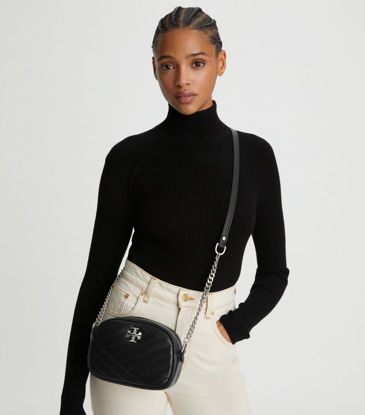 Tory Burch Black Kira Chevron Small Mini Bag