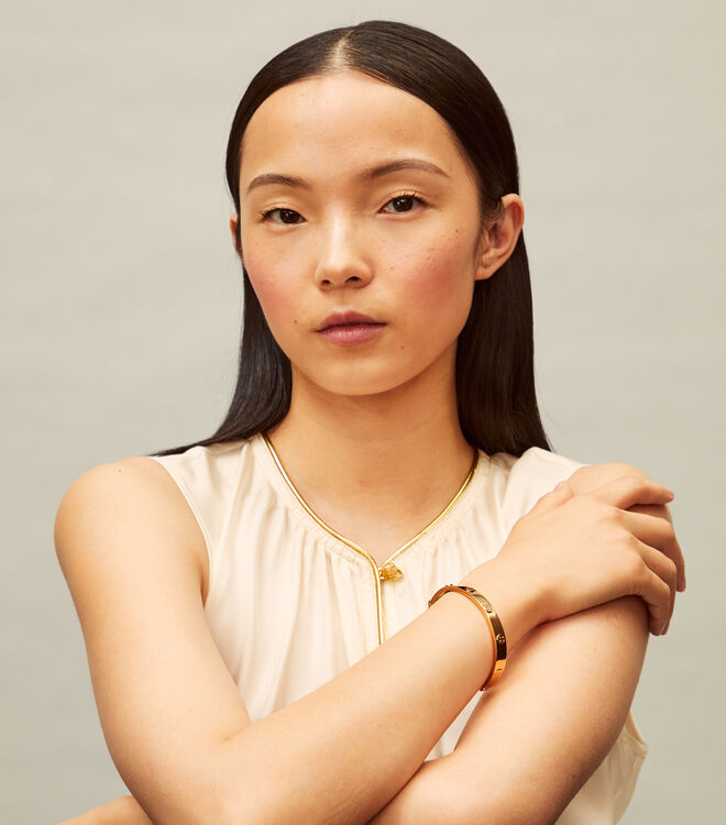 Tory Burch Gold Miller Stud Hinge 7mm Bracelet