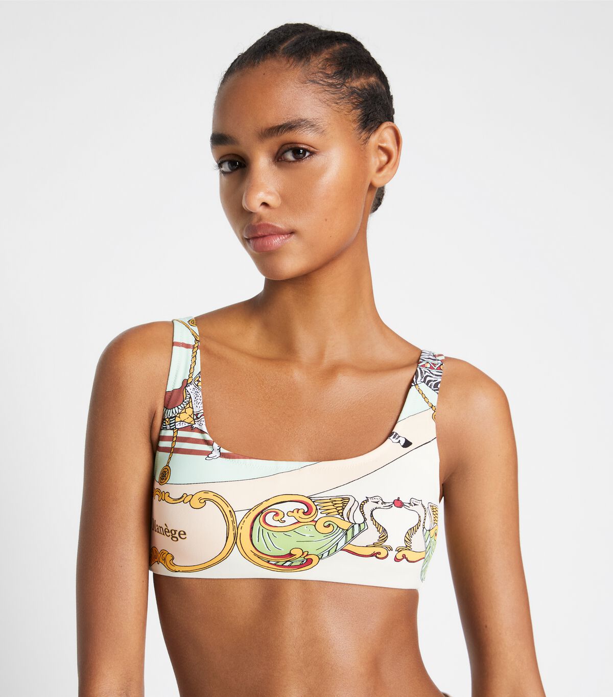 Tory Burch Cream Printed Scoop-back Bras
