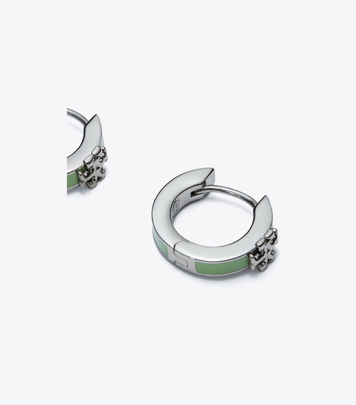 Tory Burch Silver Kira Enamel Huggie Earrings