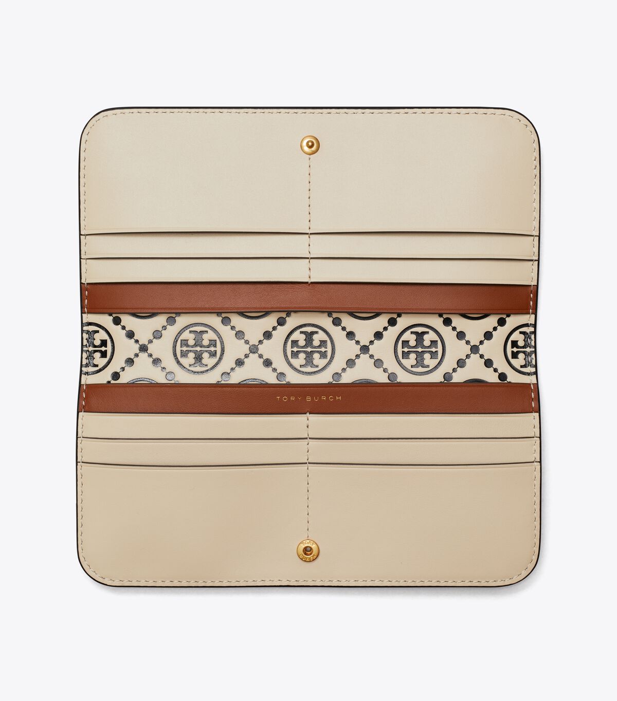 Tory Burch Black / Cream T Monogram Contrast Embossed Wallets
