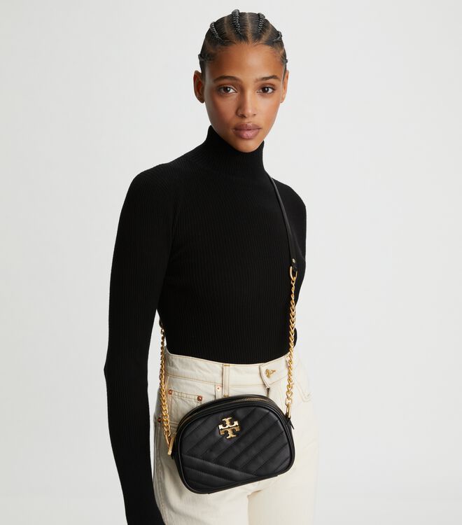 Tory Burch Black Kira Chevron Small Crossbody Bags