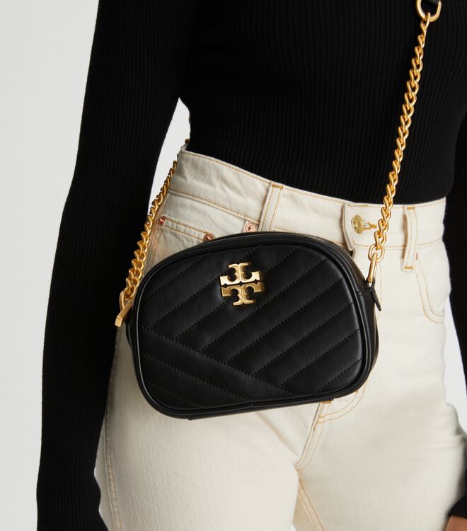 Tory Burch Black Kira Chevron Small Crossbody Bags