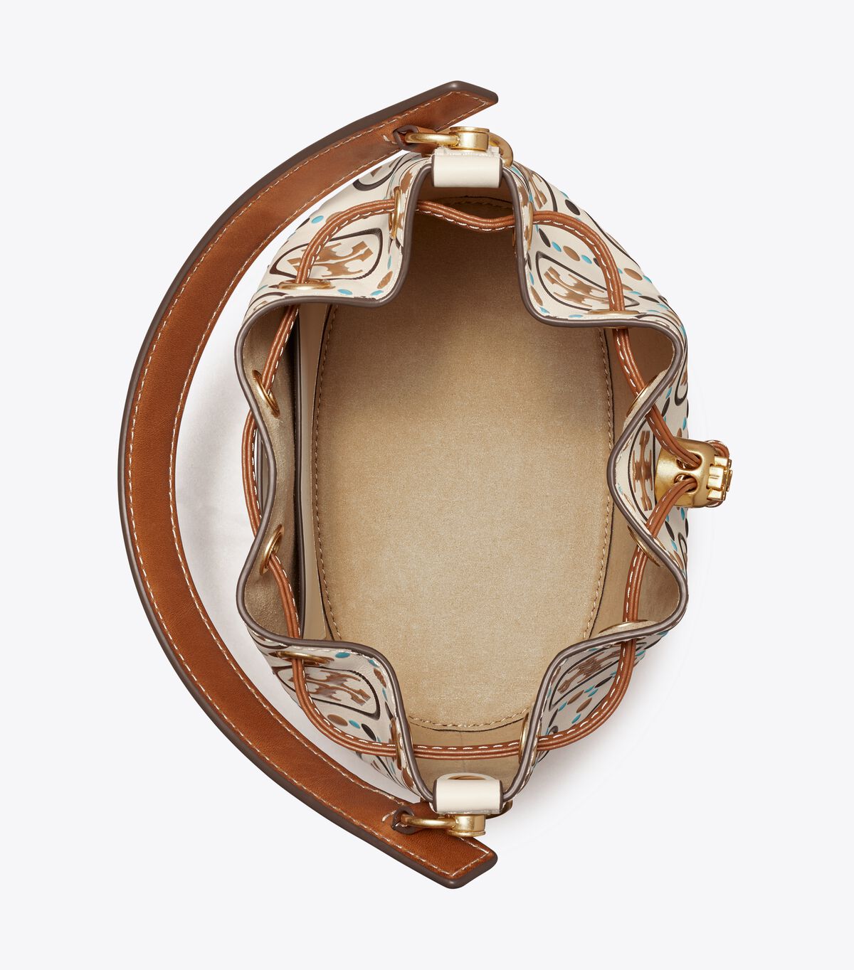Tory Burch White T Monogram Contrast Embossed Bucket Bags