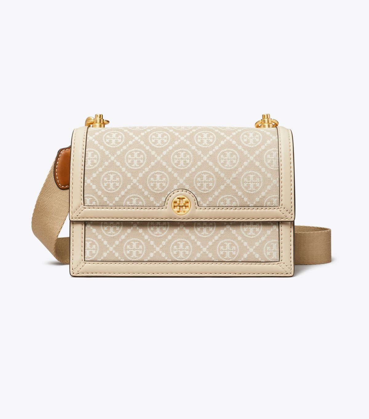 Tory Burch Beige Small T Monogram Shoulder Bags