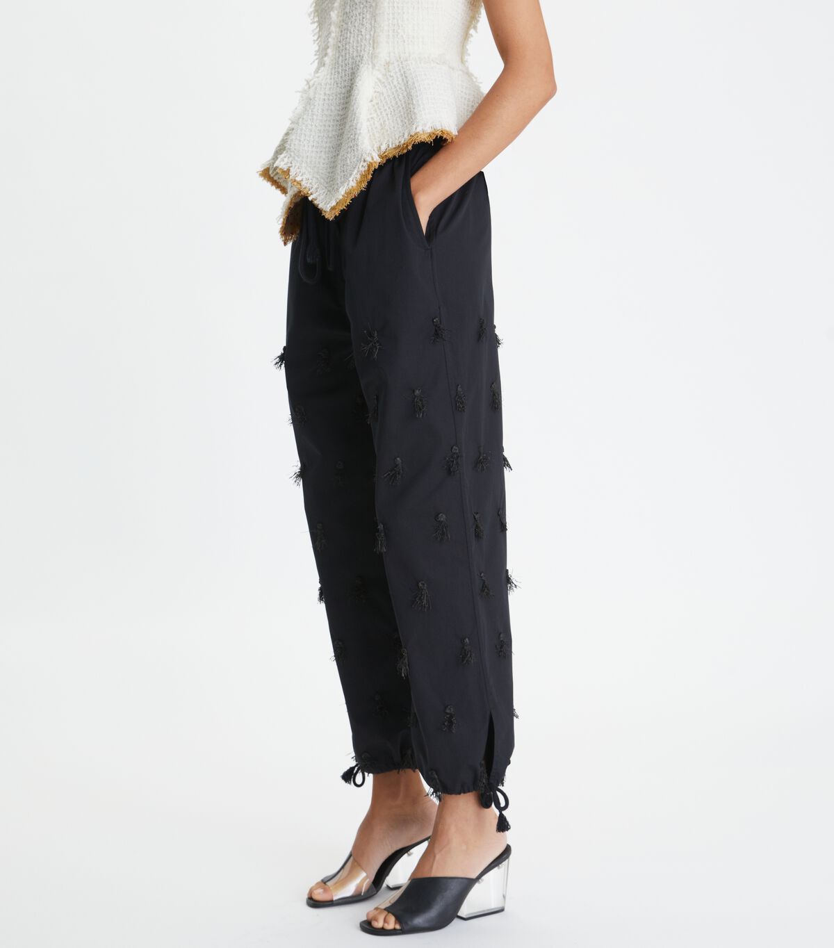 Tory Burch Black Poplin Drawstring Pants