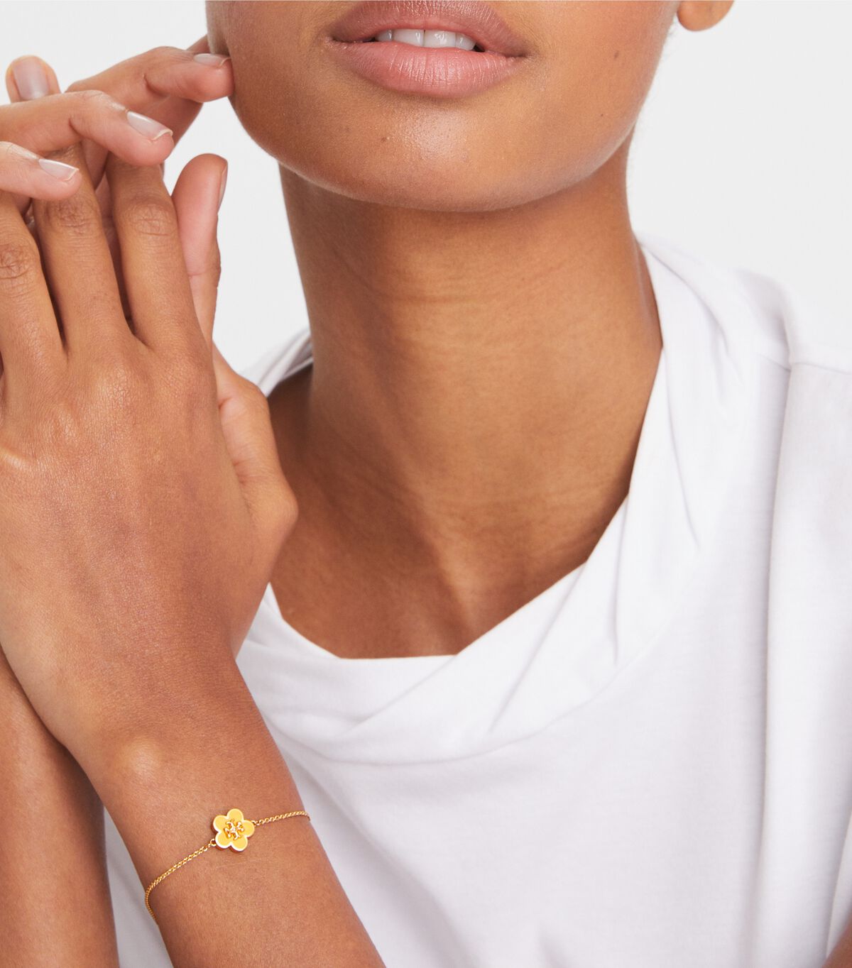 Tory Burch Gold / Yellow Kira Enamel Flower Bracelet