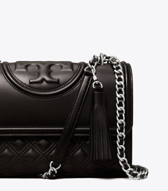 Tory Burch Black / Silver Fleming Convertible Shoulder Bags