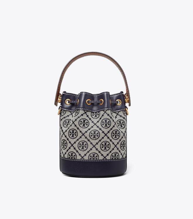 Tory Burch Navy Mini T Monogram Bucket Bags