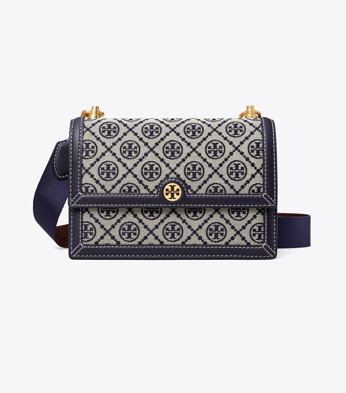Tory Burch Navy Small T Monogram Shoulder Bags