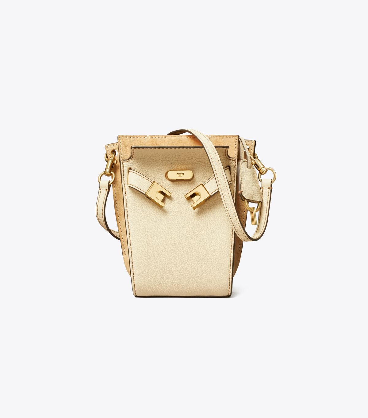 Tory Burch Beige Petite Lee Radziwill Pebbled Double Bucket Bags