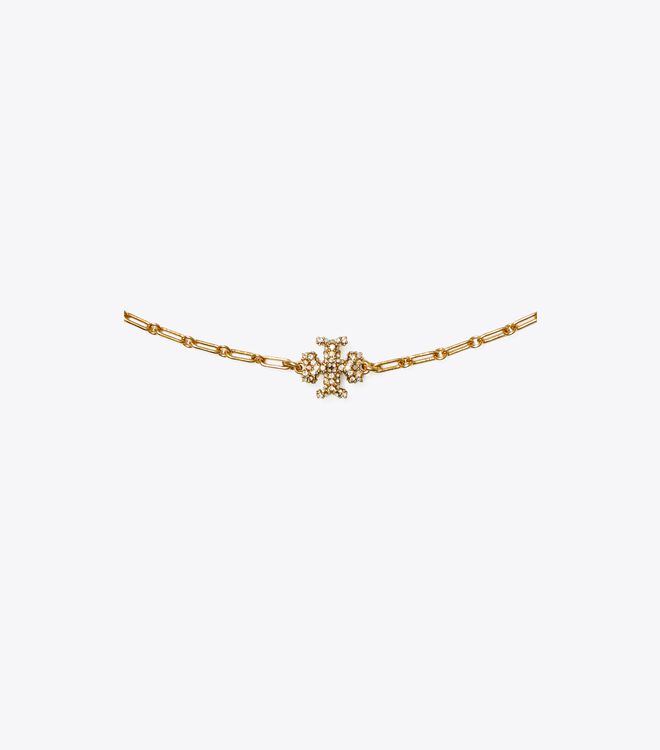 Tory Burch Gold Roxanne Chain Pavé Pendant Necklace
