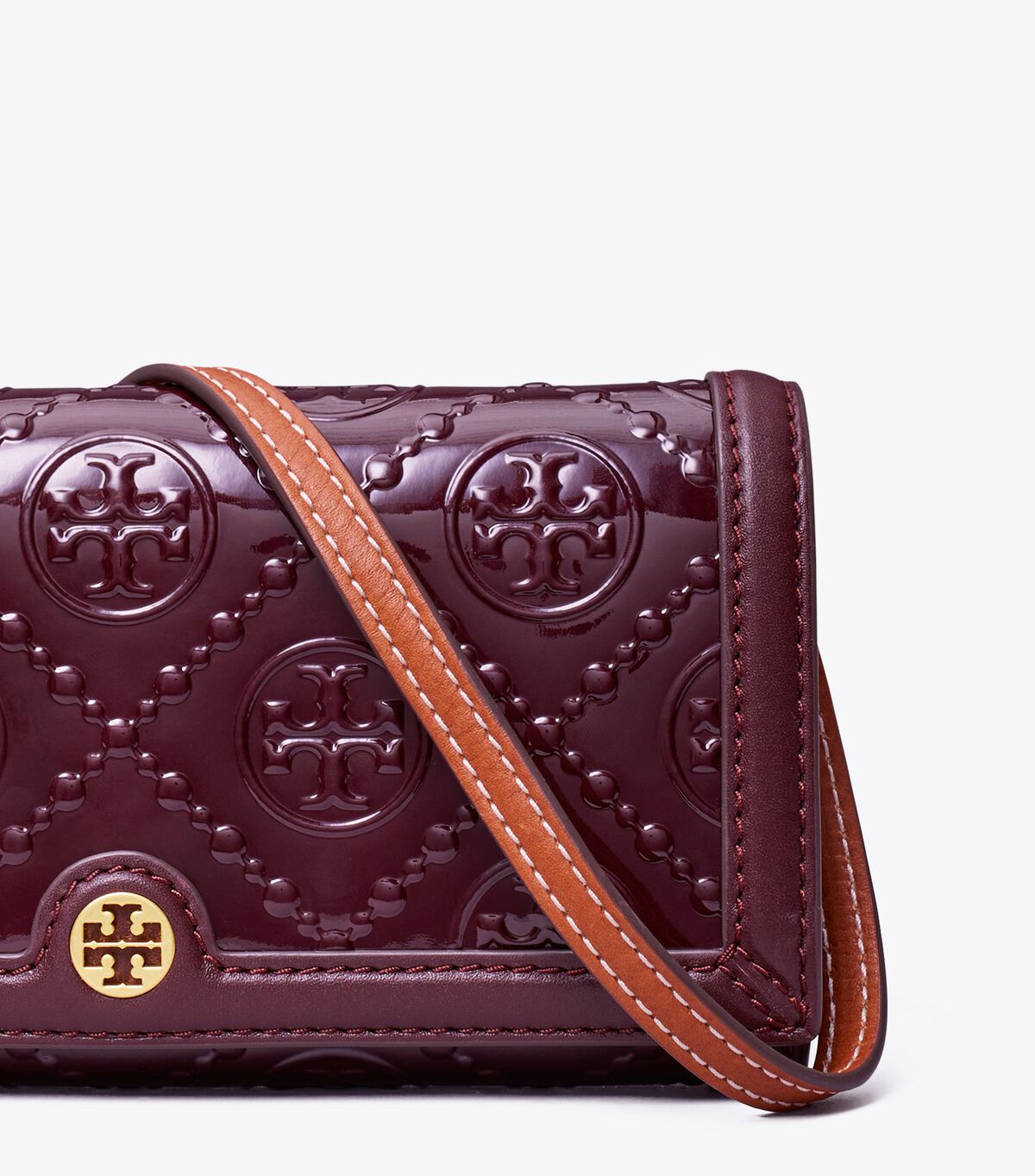 Tory Burch Burgundy T Monogram Patent Mini Bag