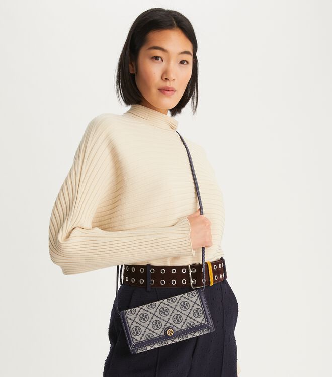 Tory Burch Navy T Monogram Crossbody Bags