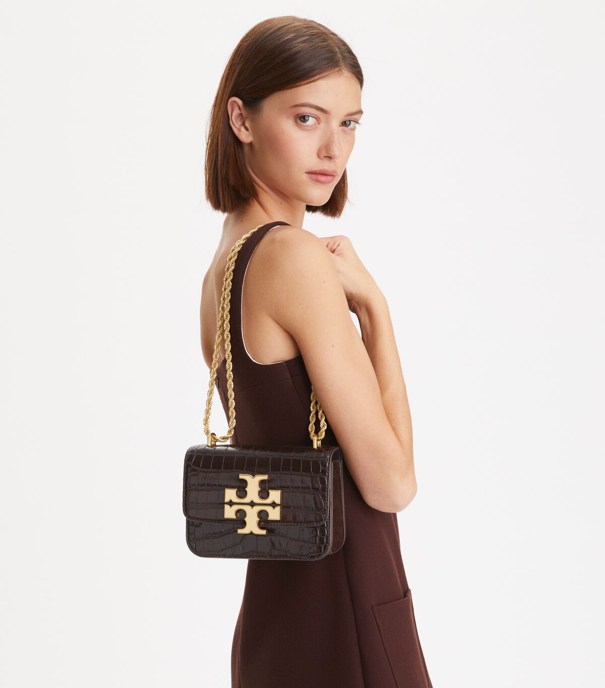 Tory Burch Black Small Eleanor Embossed Shoulder Bags